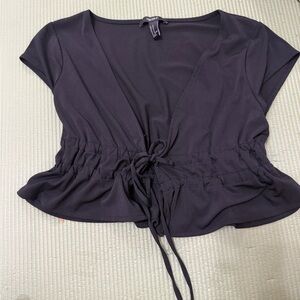 Forever 21 Black Tie-Front Crop Top